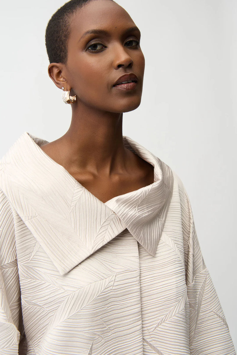Joseph Ribkoff Textured Fold-Collar Jacket – Clutch
