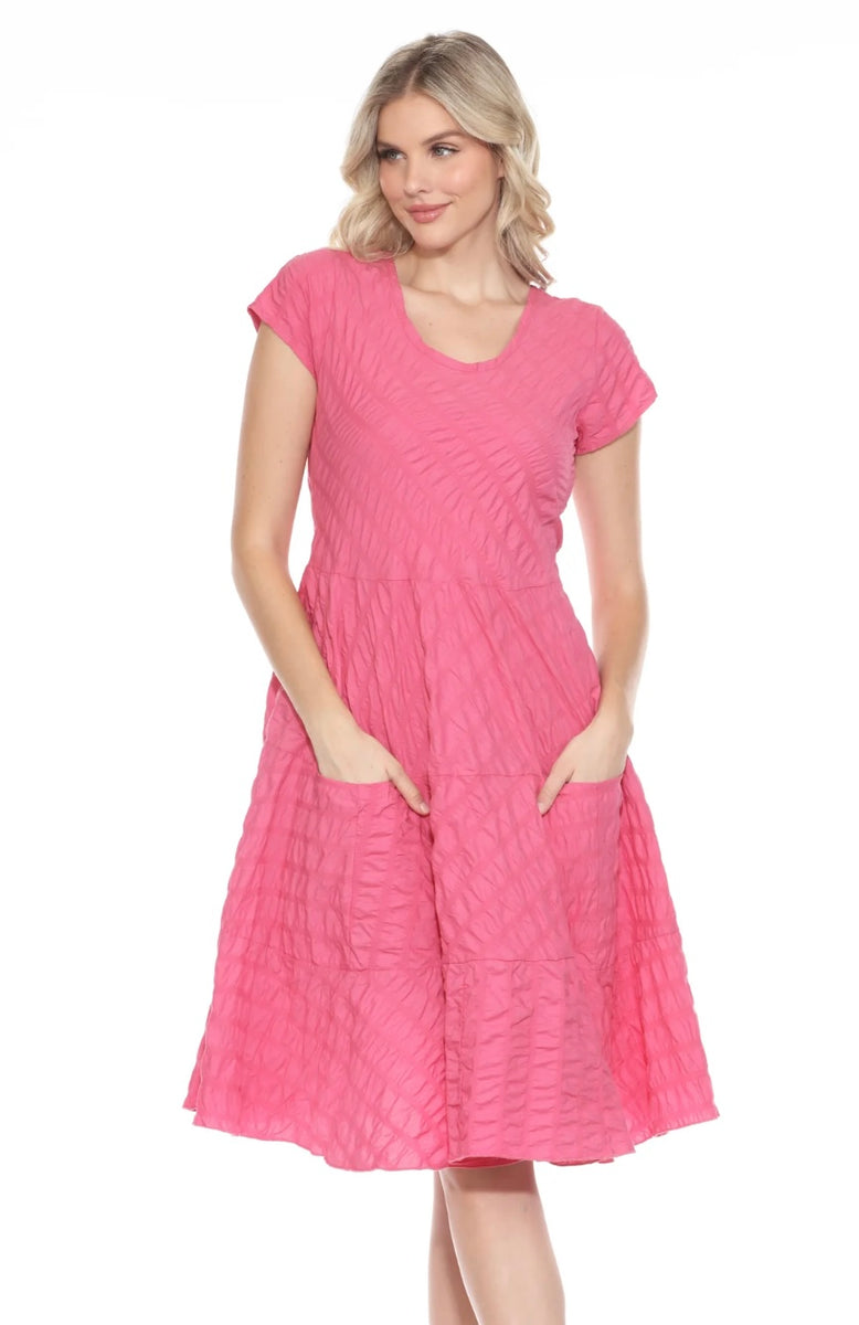 berry pink dress Puckered Cotton Dress Dress / Berry Pink / S