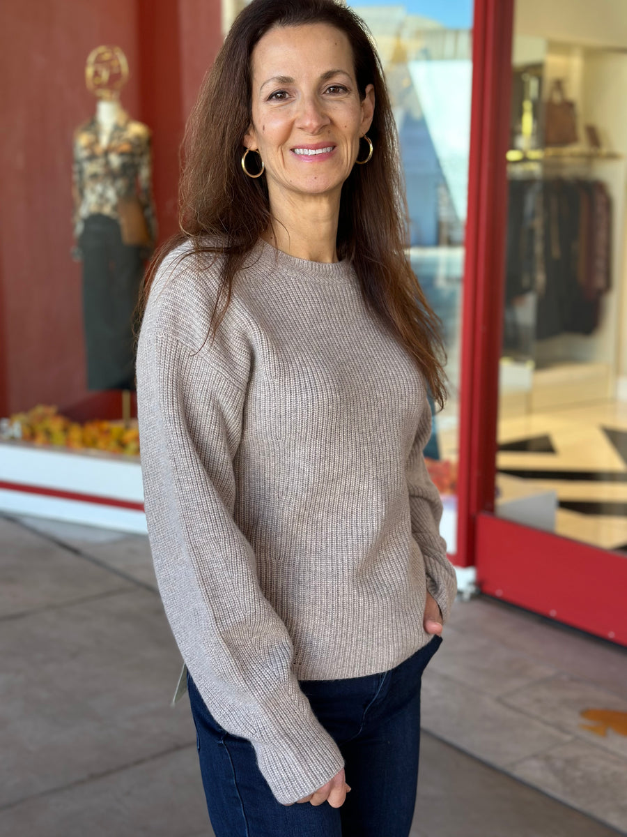 ESTE CREW NECK CASHMERE SWEATER OATMEAL Clutch