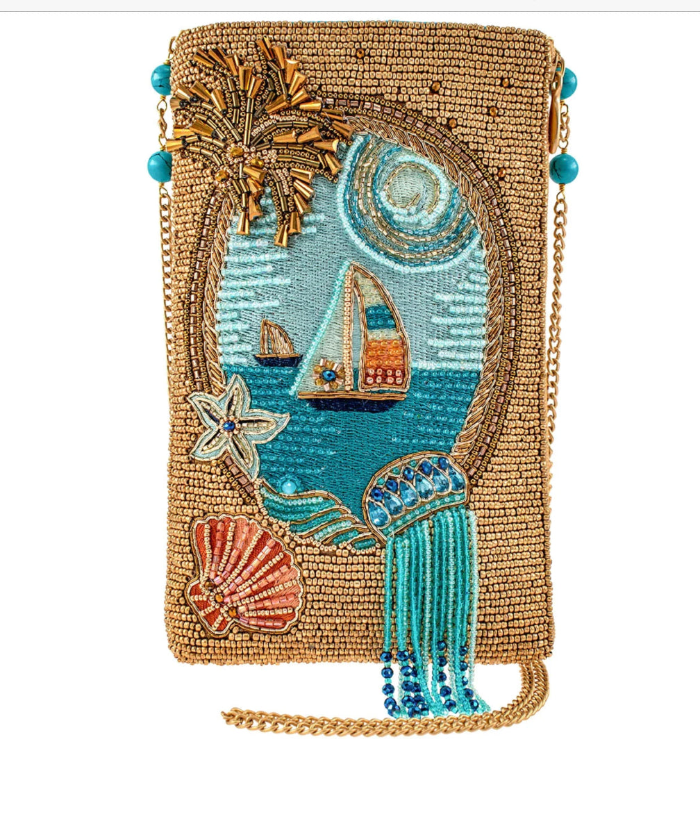 MARY SAIL AWAY BEADED CROSSBODY PHONE BAG Clutch