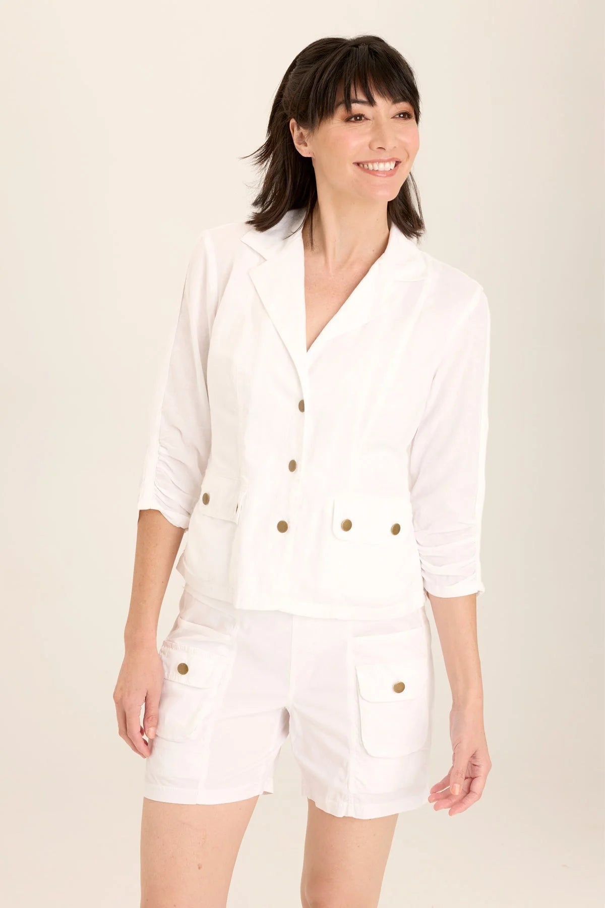 Wearables Linen Folksy Jacket in White