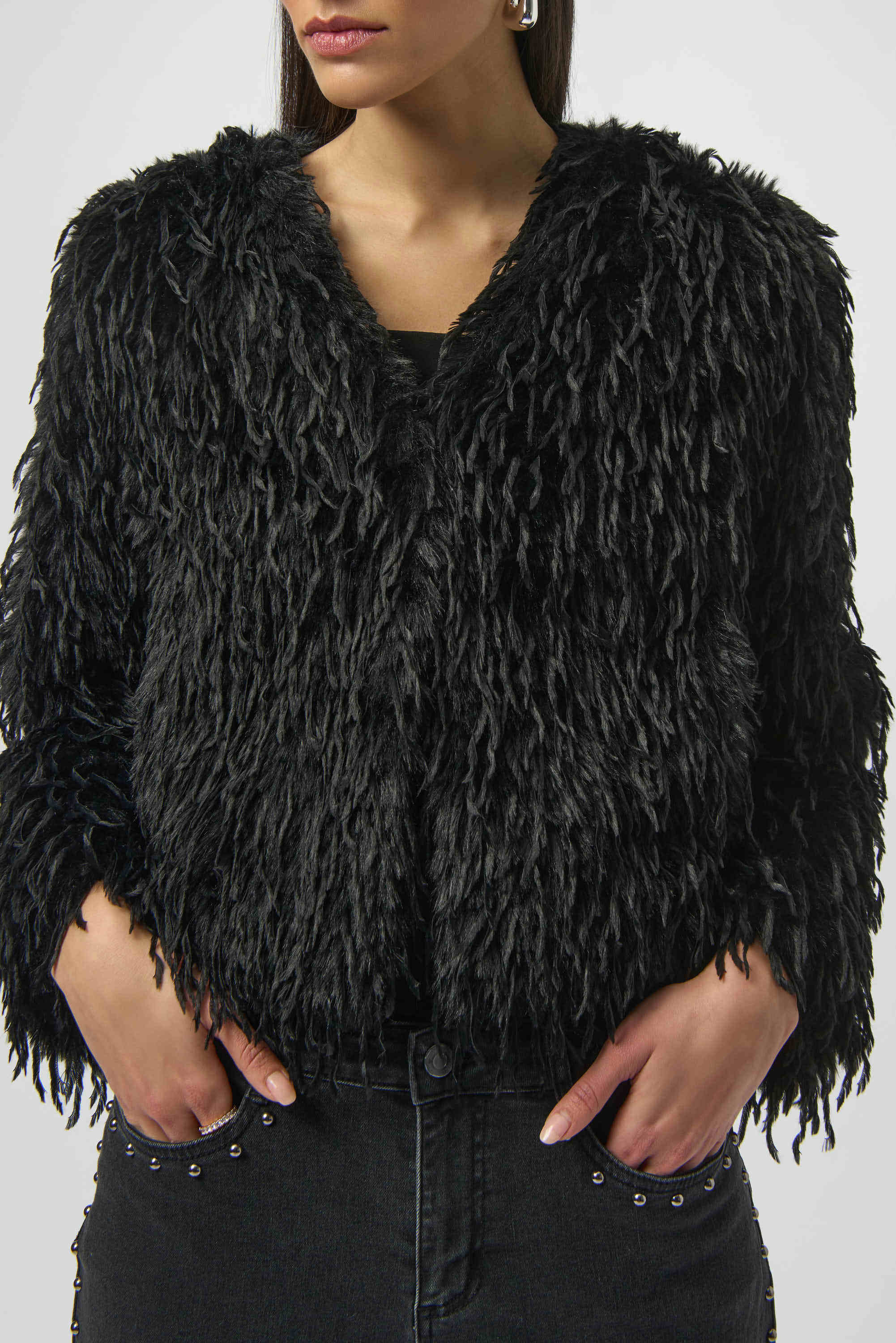 Joseph Ribkoff Faux Fur Jacket Black