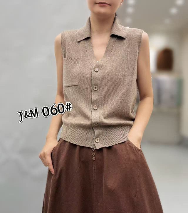 Collared Knit Button Vest