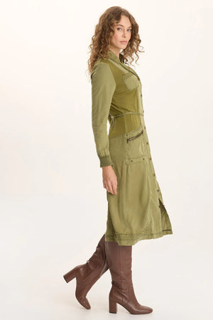 XCVI Oksana Twill Snap-Up MIDI Thicket