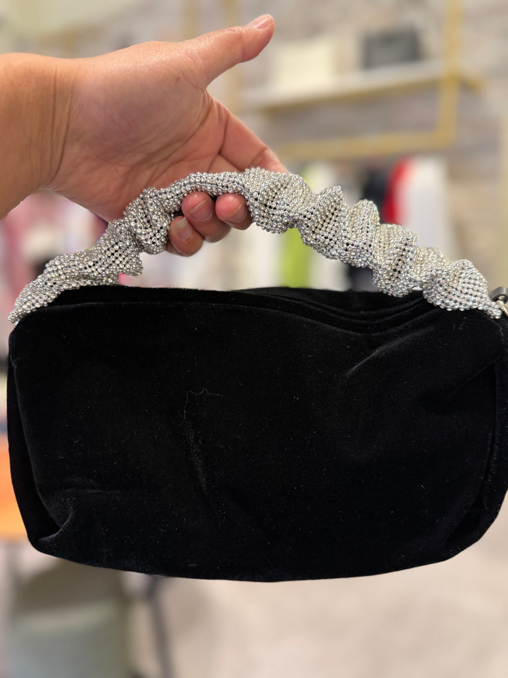 Velvet Sparkle Strap Bag