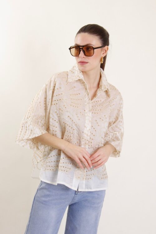 MYOM Ivory Eyelet Embroidered Blouse