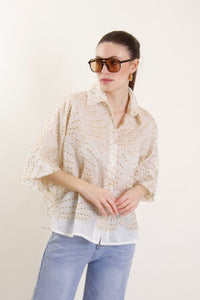 MYOM Ivory Eyelet Embroidered Blouse