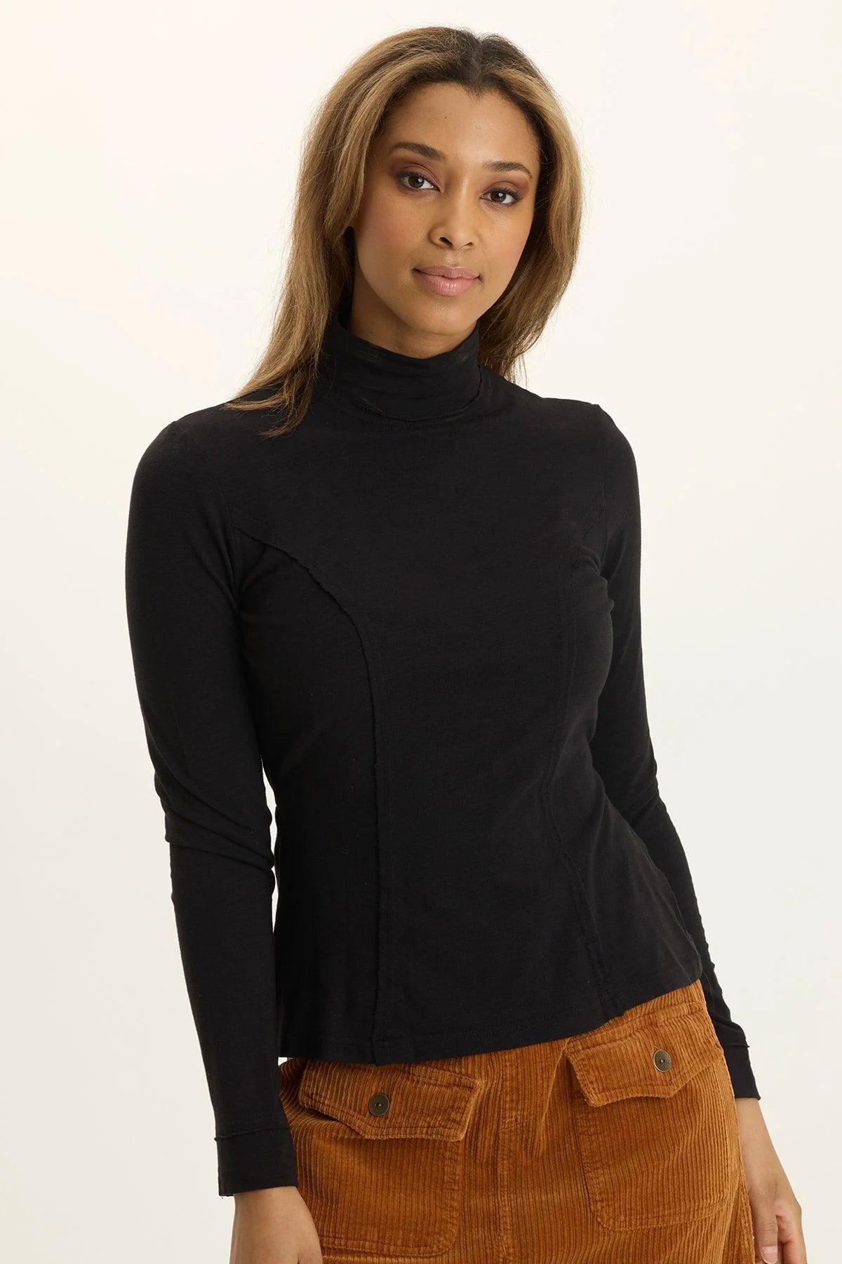 Wearables Kari Jersey Mock-Neck Peplum Top Black