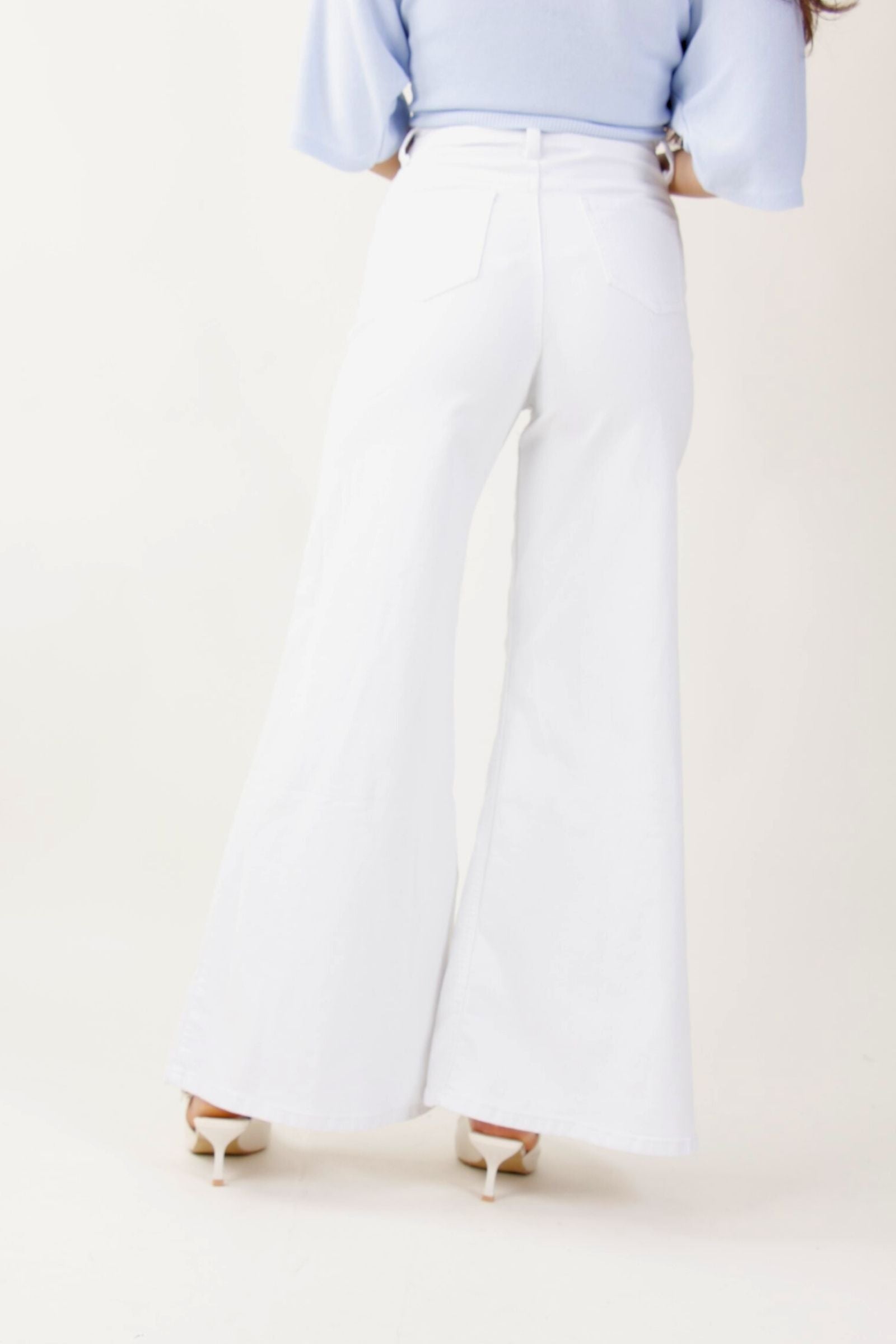 High-Waisted White Wide-Leg Jeans