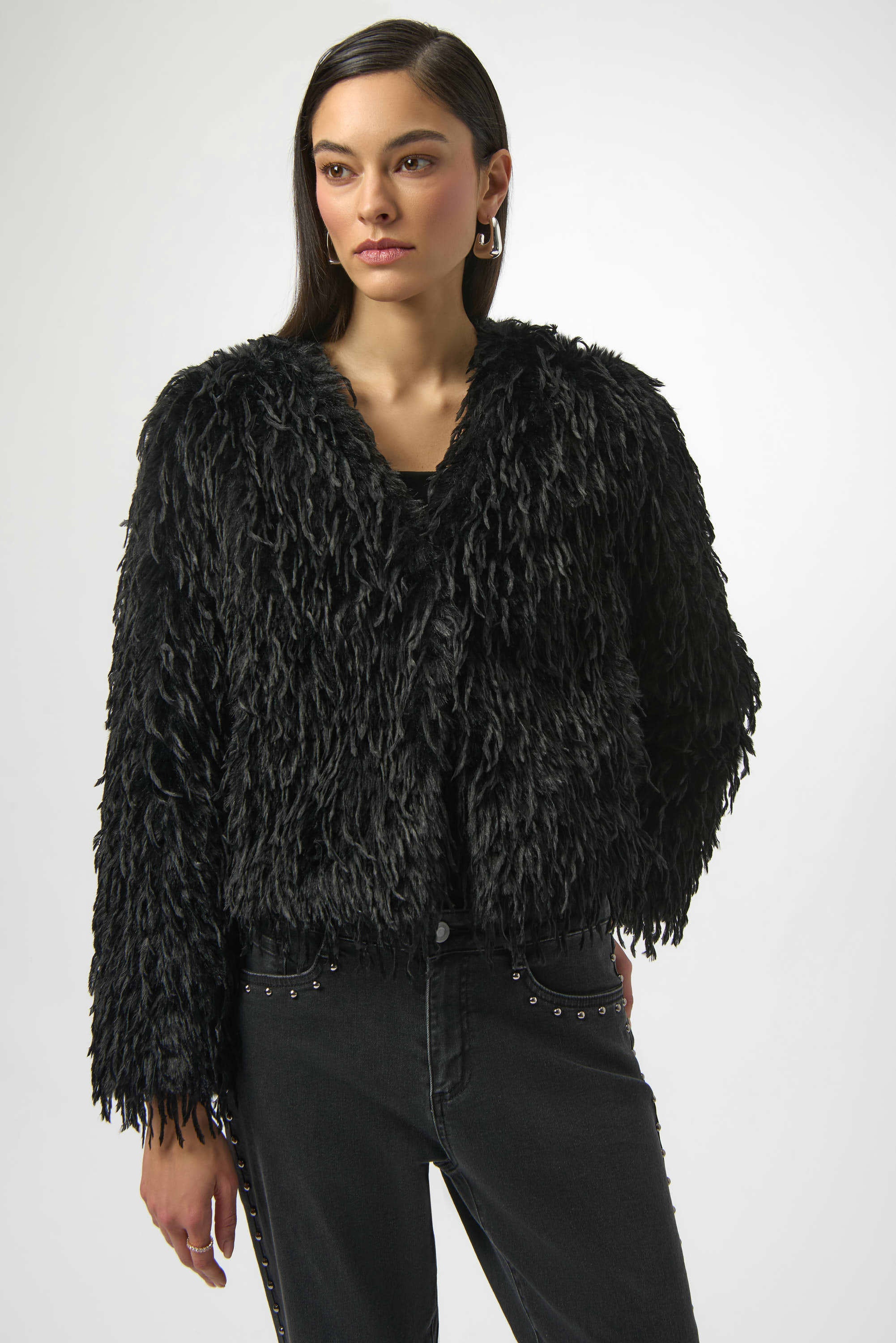 Joseph Ribkoff Faux Fur Jacket Black