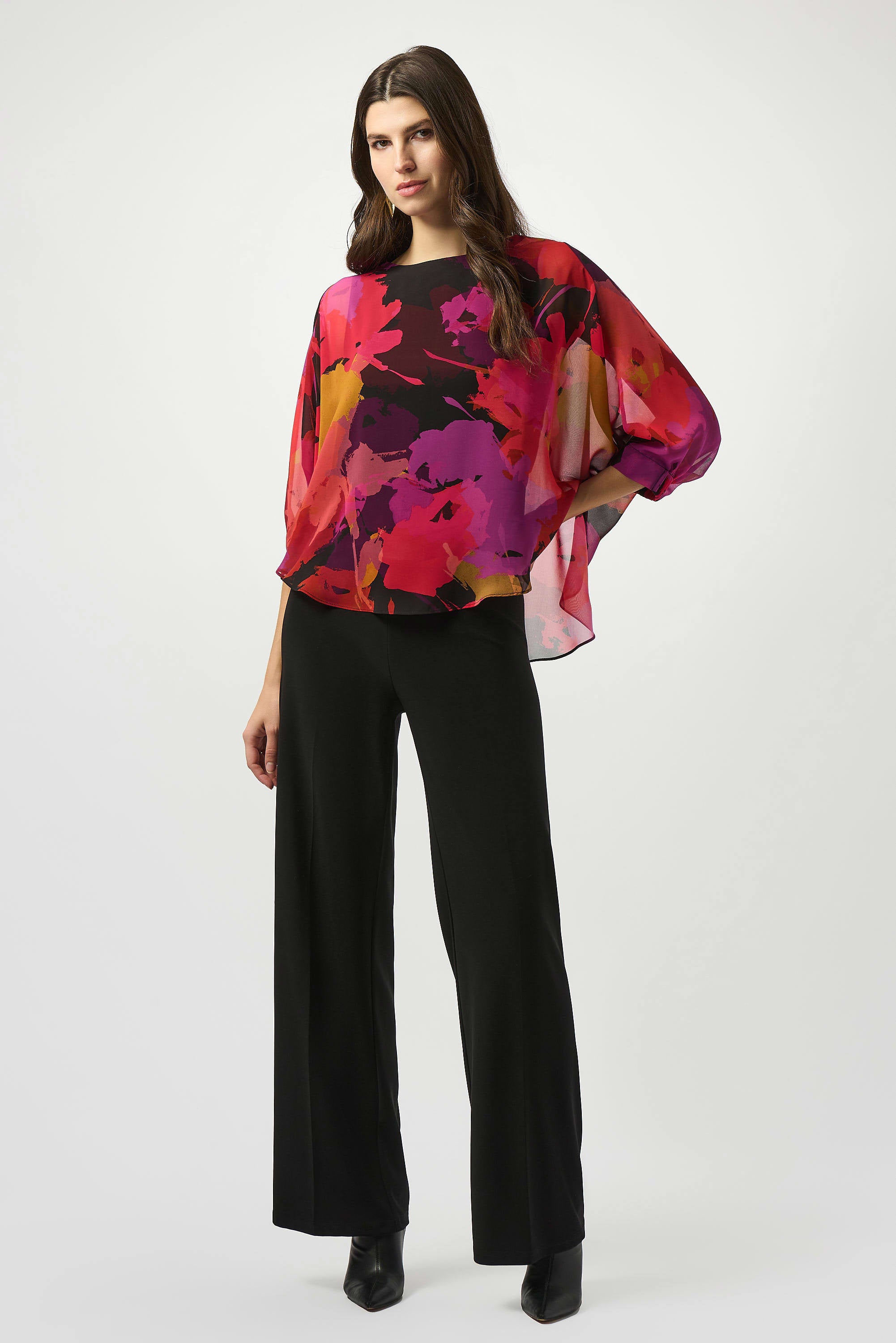 Joseph Ribkoff Multi Floral Chiffon Top