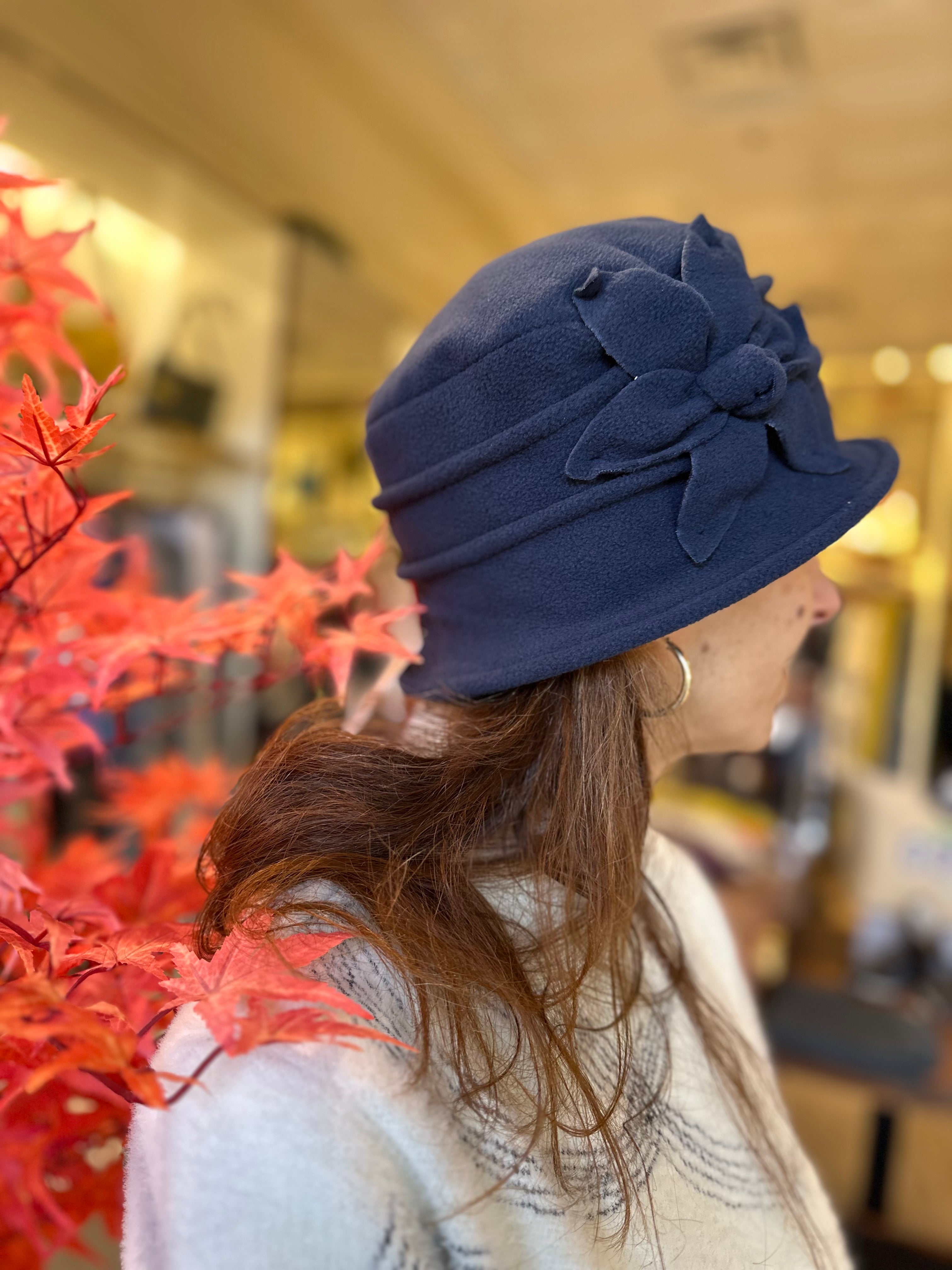 Navy Cloche Fleece Hat