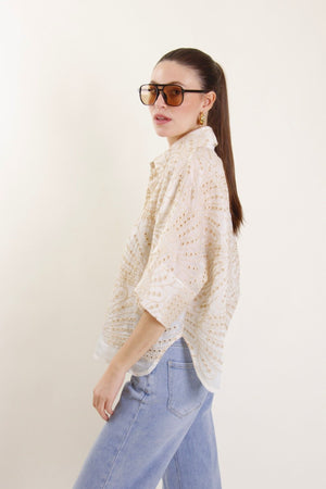 MYOM Ivory Eyelet Embroidered Blouse