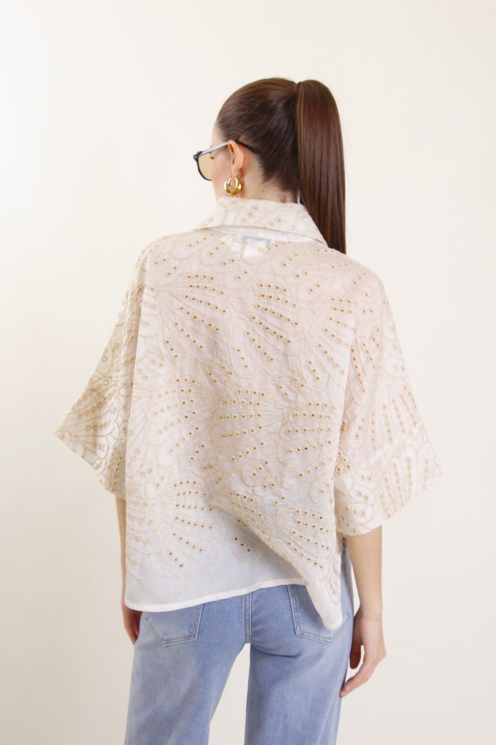 MYOM Ivory Eyelet Embroidered Blouse