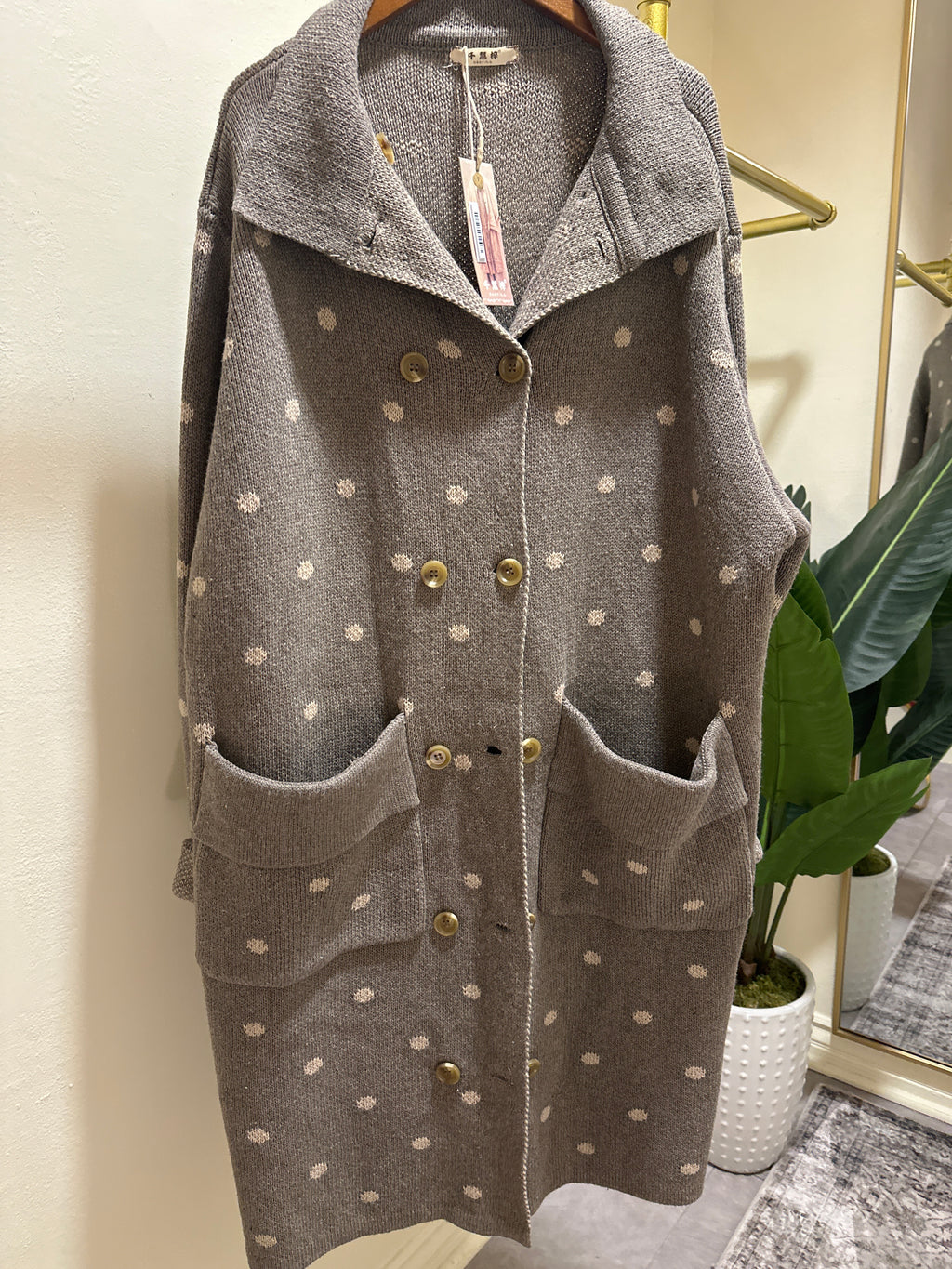 Polka Dot Wool Blend Coat