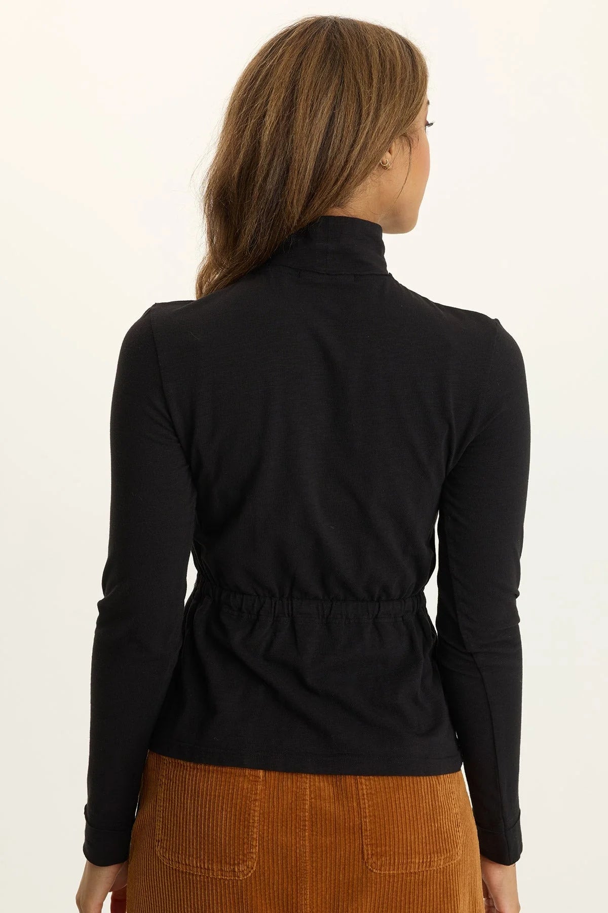 Wearables Kari Jersey Mock-Neck Peplum Top Black