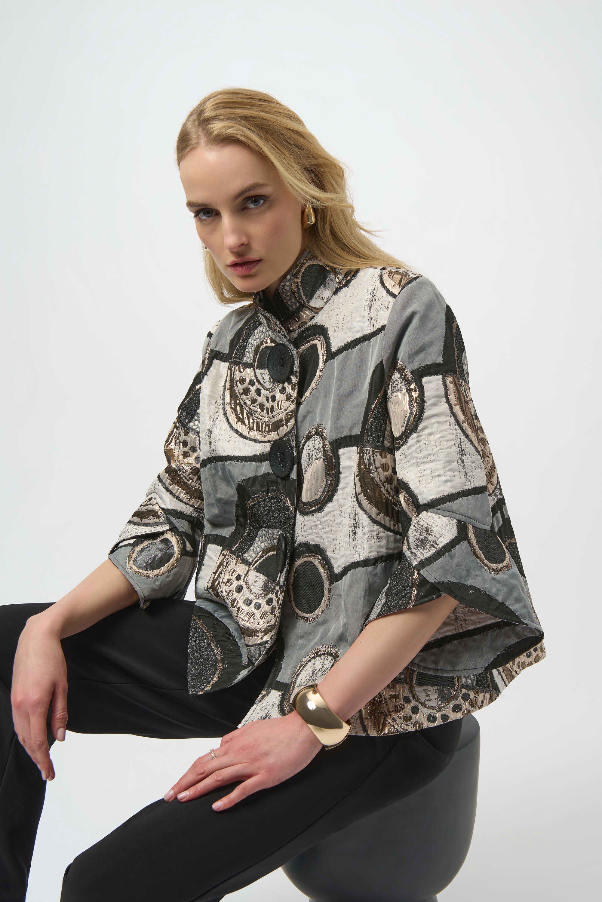 Joseph Ribkoff Abstract Jacquard Trapeze Jacket
