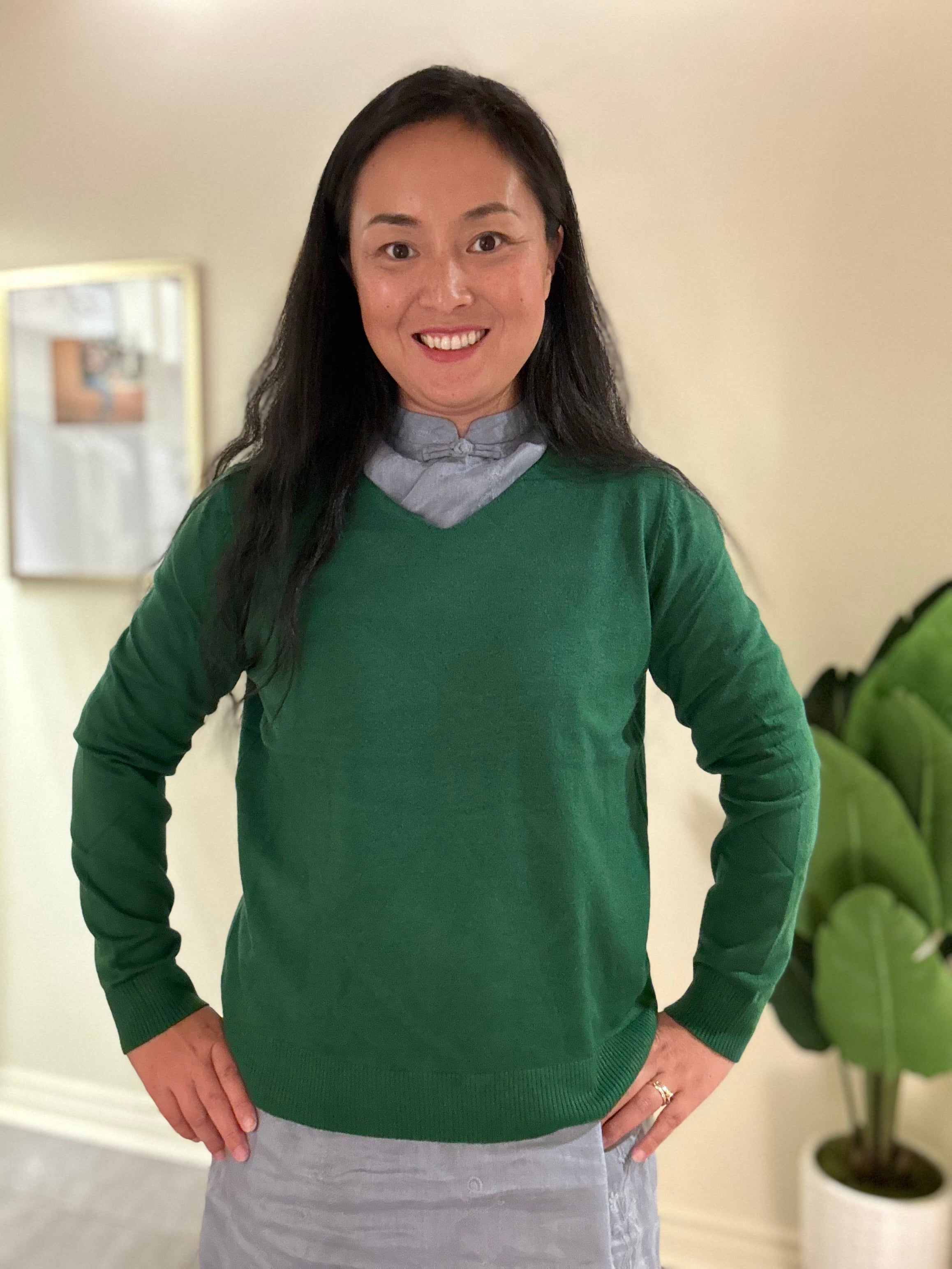 Andie V Neck Cotton Cashmere Sweater