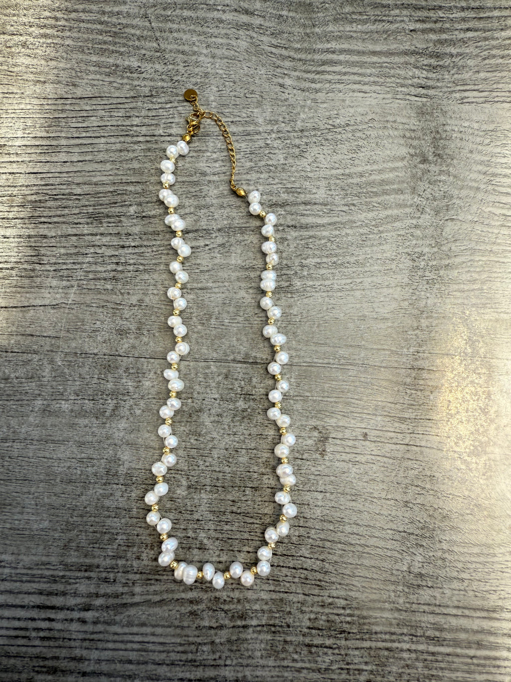 Fresh Water Pearl and Gold Beads Necklace