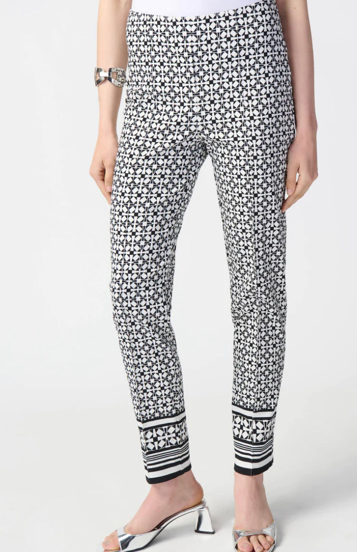 JOSE 241186 Vanilla/Black Geometric Print Pants Style