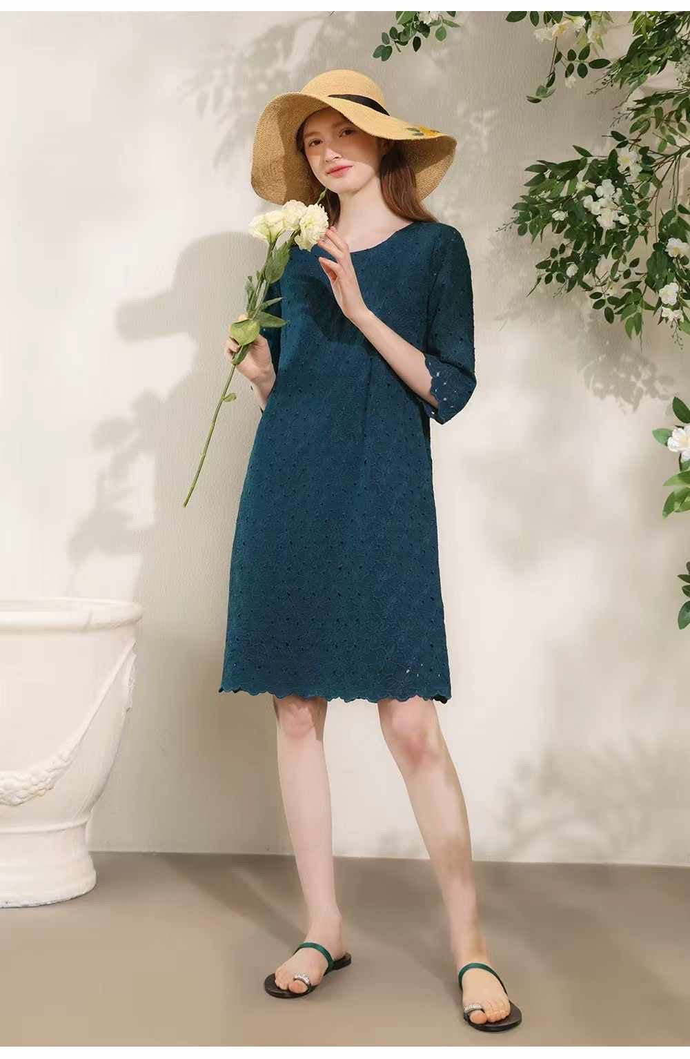 Teal Garden Lace Dress