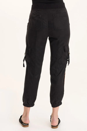 XCVI DARRI EMBROIDERED PULL-ON SOFT TWILL JOGGER BLACK