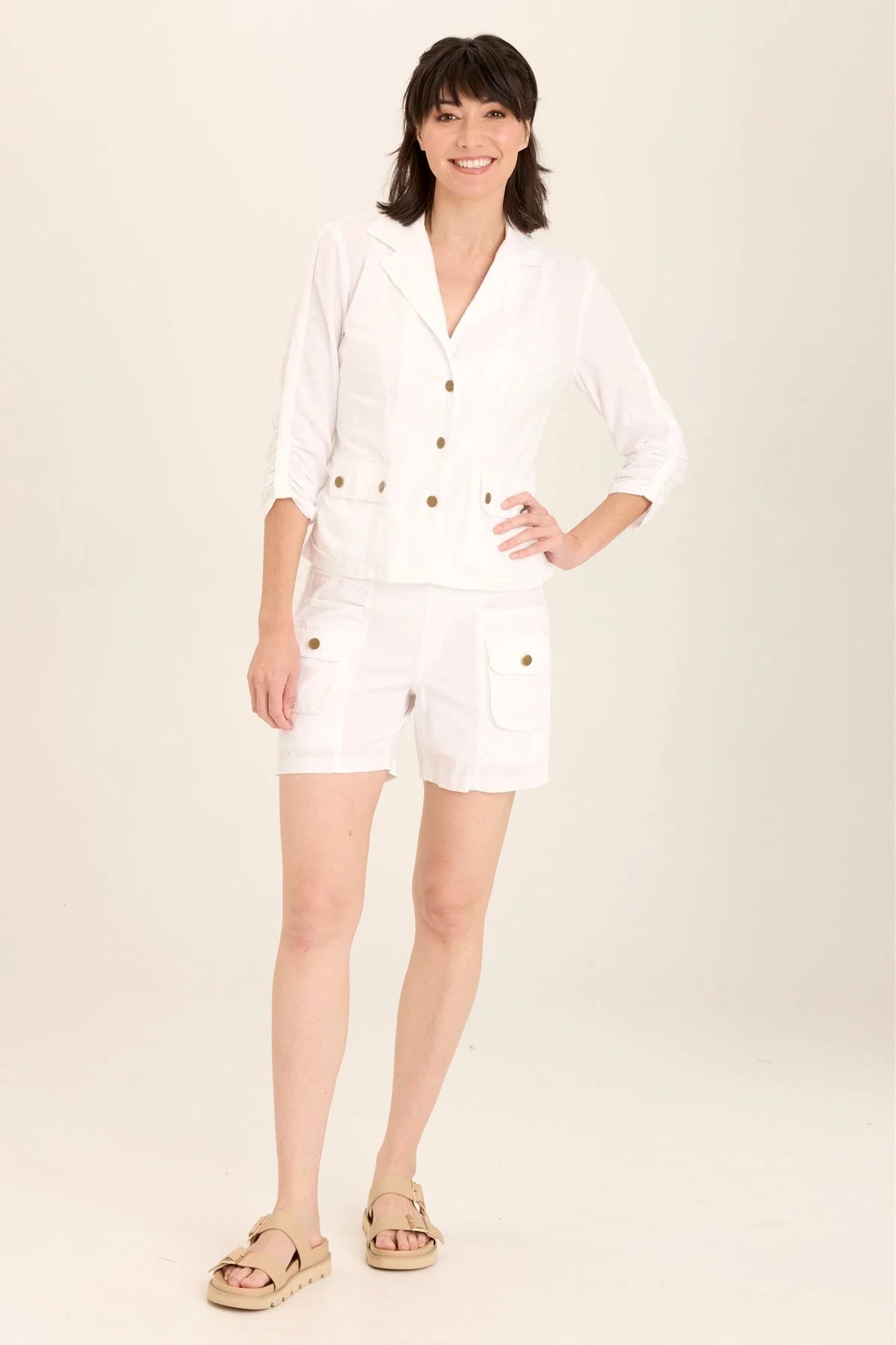 Wearables Linen Folksy Jacket in White