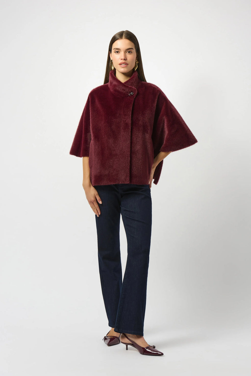 Joseph Ribkoff Formal Cape Faux Fur Jacket