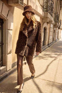 Joseph Ribkoff Leopard Print Faux Fur Coat