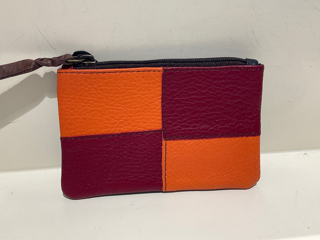 Soruka Zahra Leather Pouch - Wine/Orange