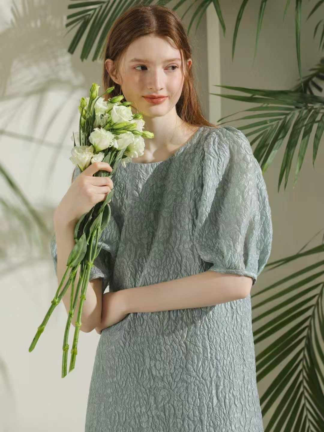 Summer Cloud Puff Sleeve Dress Sage Clutch Summer Cloud Puff Sleeve Dress Sage Clutch