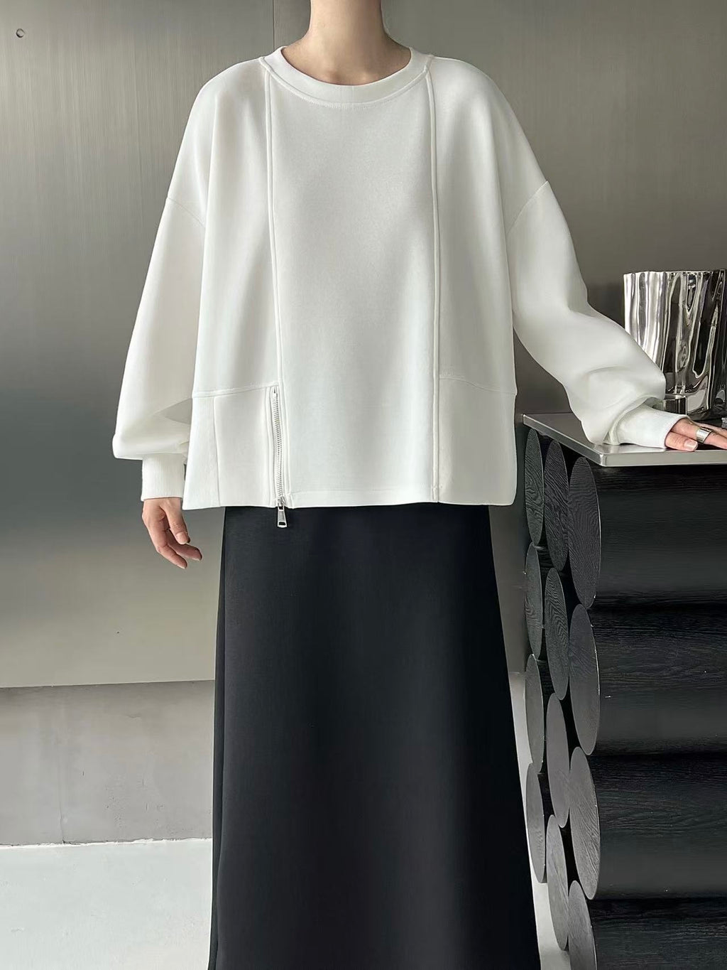 Architectural Zip-Detail Pullover