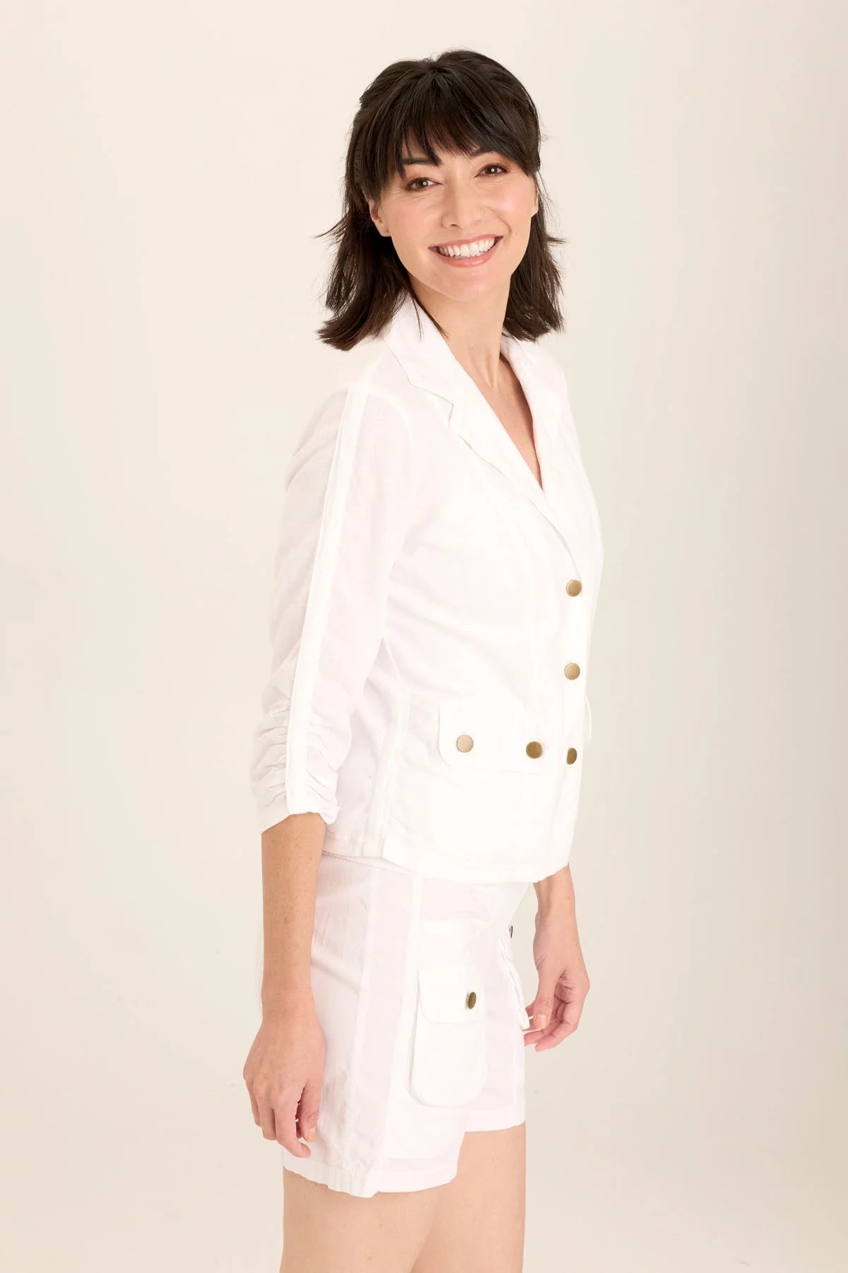 Wearables Linen Folksy Jacket in White