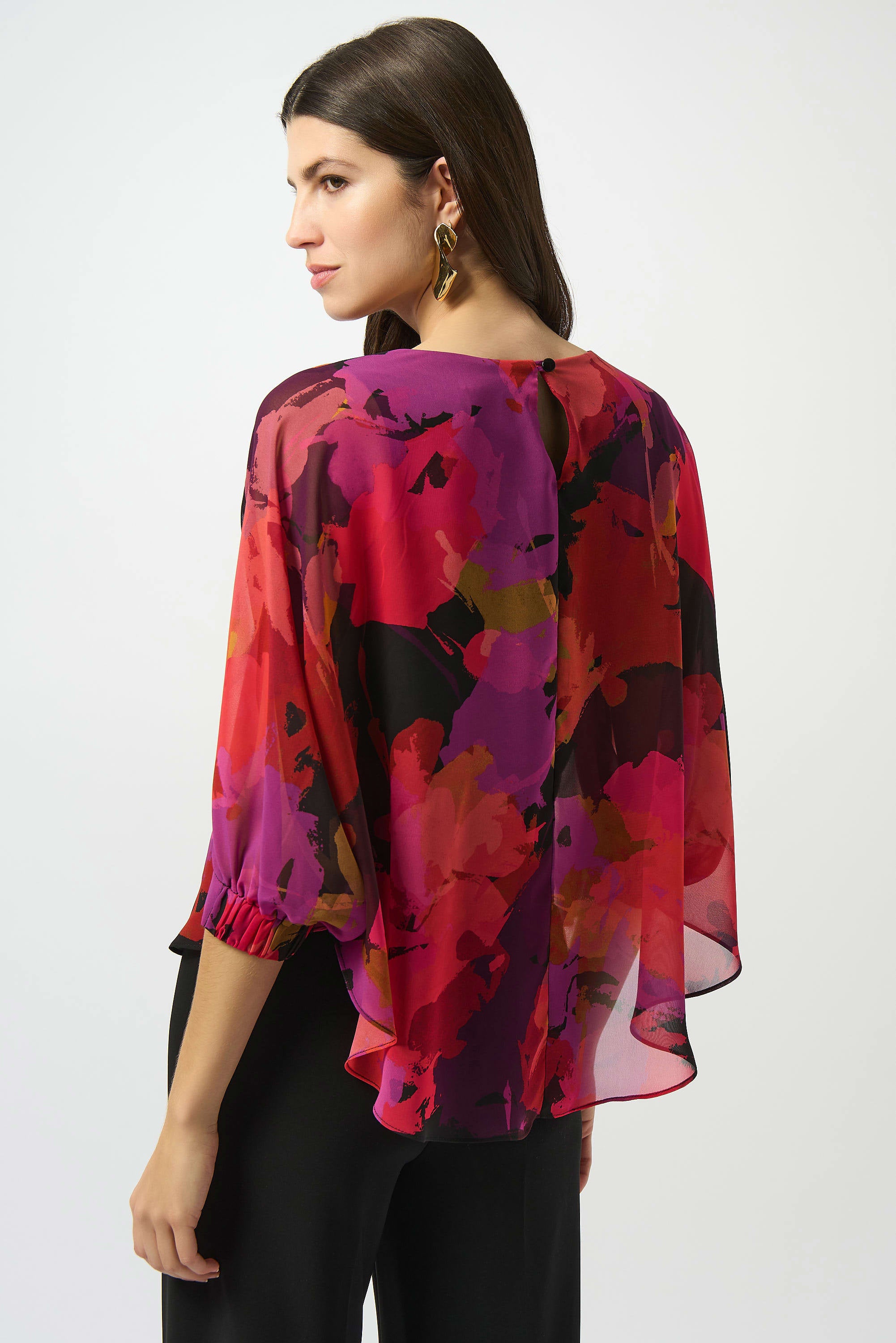 Joseph Ribkoff Multi Floral Chiffon Top