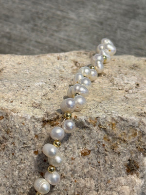 Fresh Water Pearl and Gold Beads Necklace