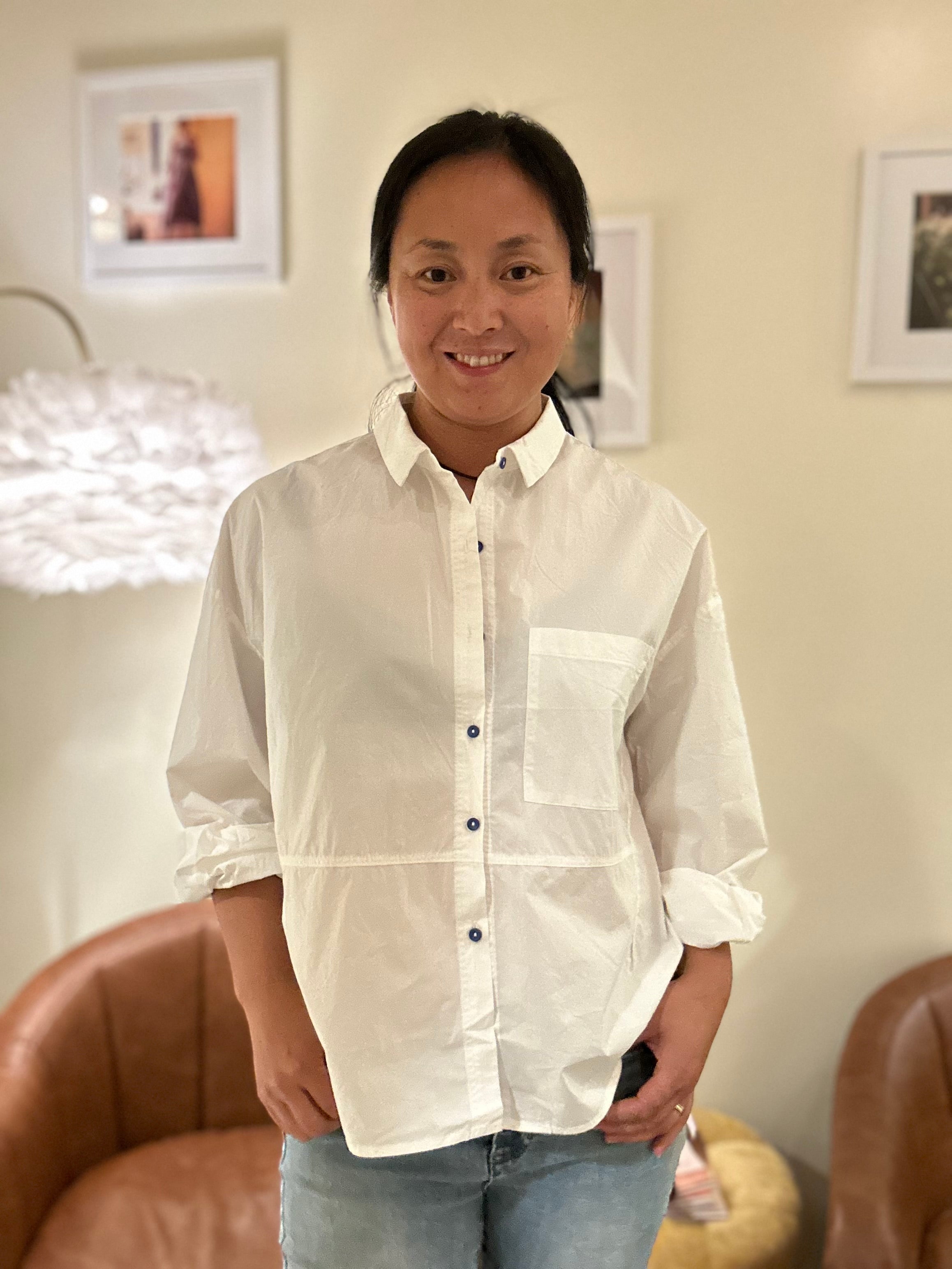 Oversized Cotton Blouse With Front Pocket