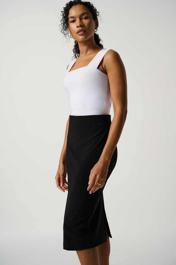 Back Slit Midi Pencil Skirt Black