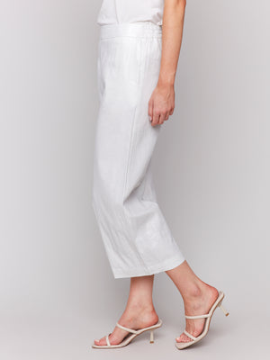 Charlie B Foiled Lined Linen Pants Champagne