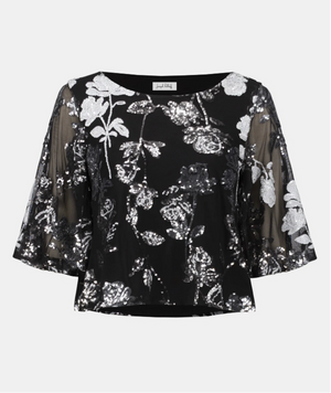 Joseph Ribkoff Sequin Embroidered Floral Top