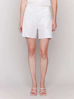 Charlie B Foiled Lined Shorts With Patch Pockets Champagne