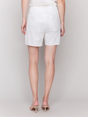 Charlie B Foiled Lined Shorts With Patch Pockets Champagne