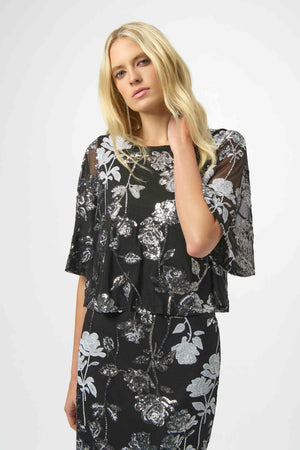 Joseph Ribkoff Sequin Embroidered Floral Top