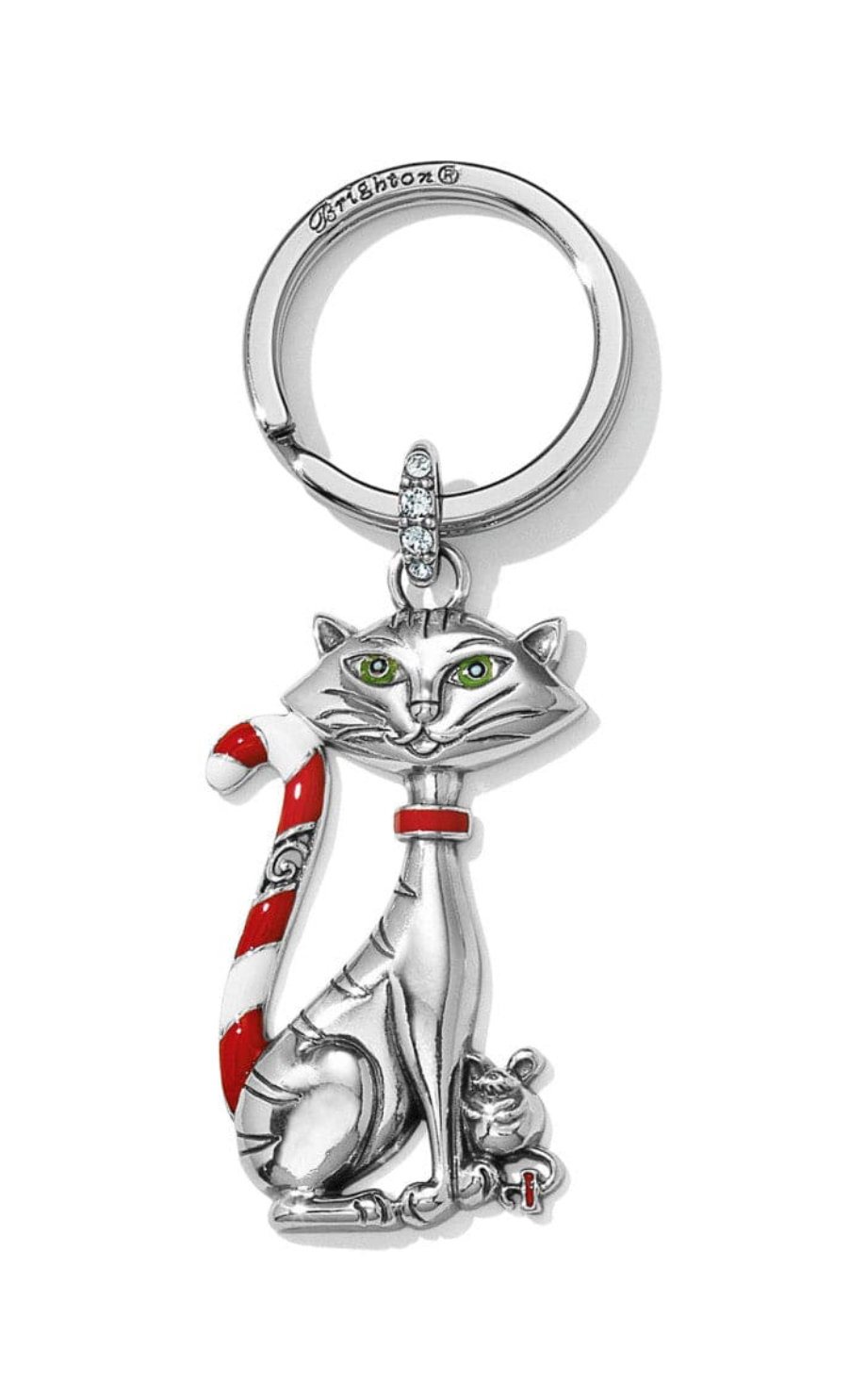 Brighton E17310 Candy Cane Cat Key Fob