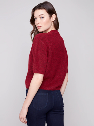 Charlie B Elbow Ballon Sleeve Sweater Cabernet 