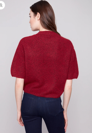 Charlie B Elbow Ballon Sleeve Sweater Cabernet