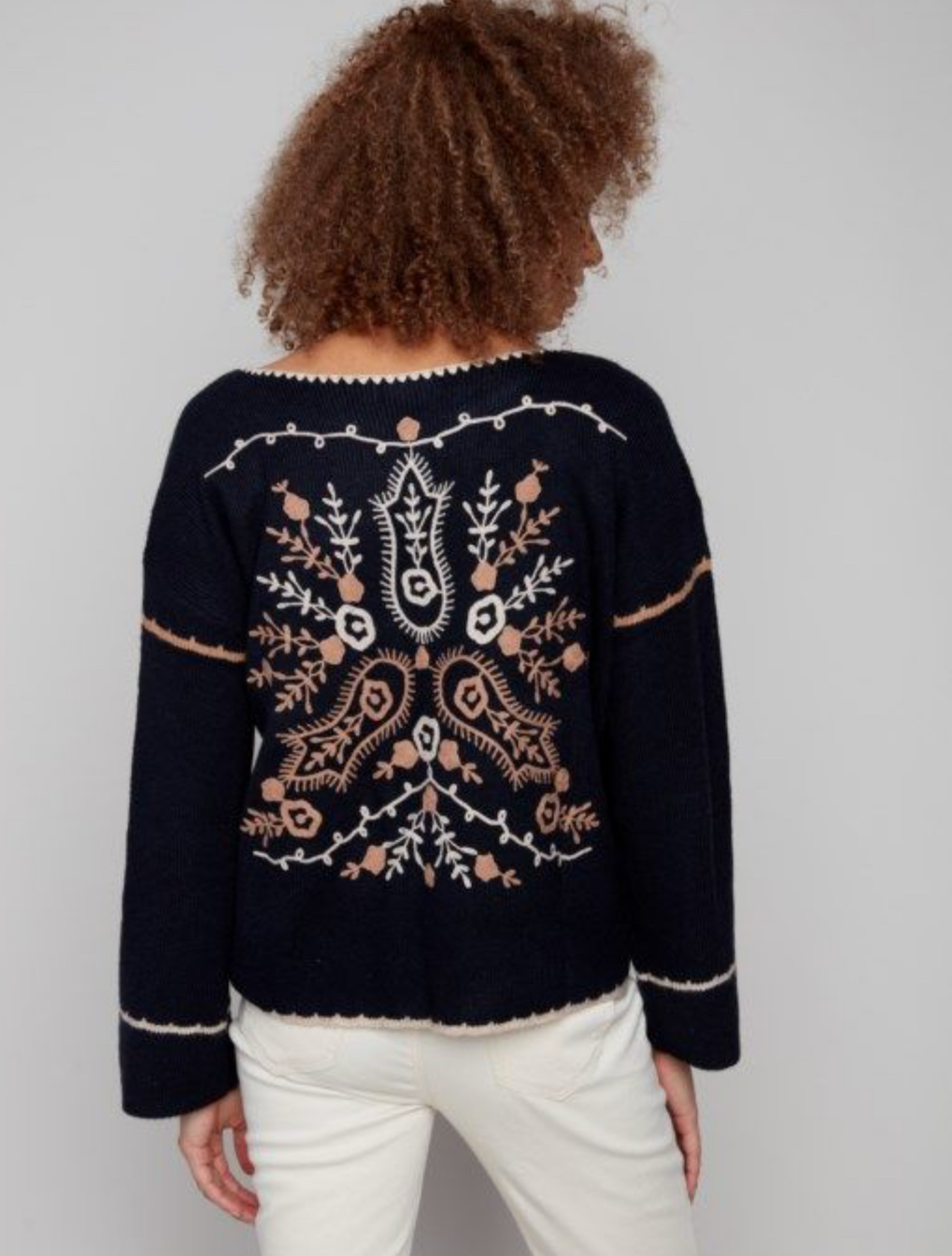 Charlie B Notched Neck Rib Sweater