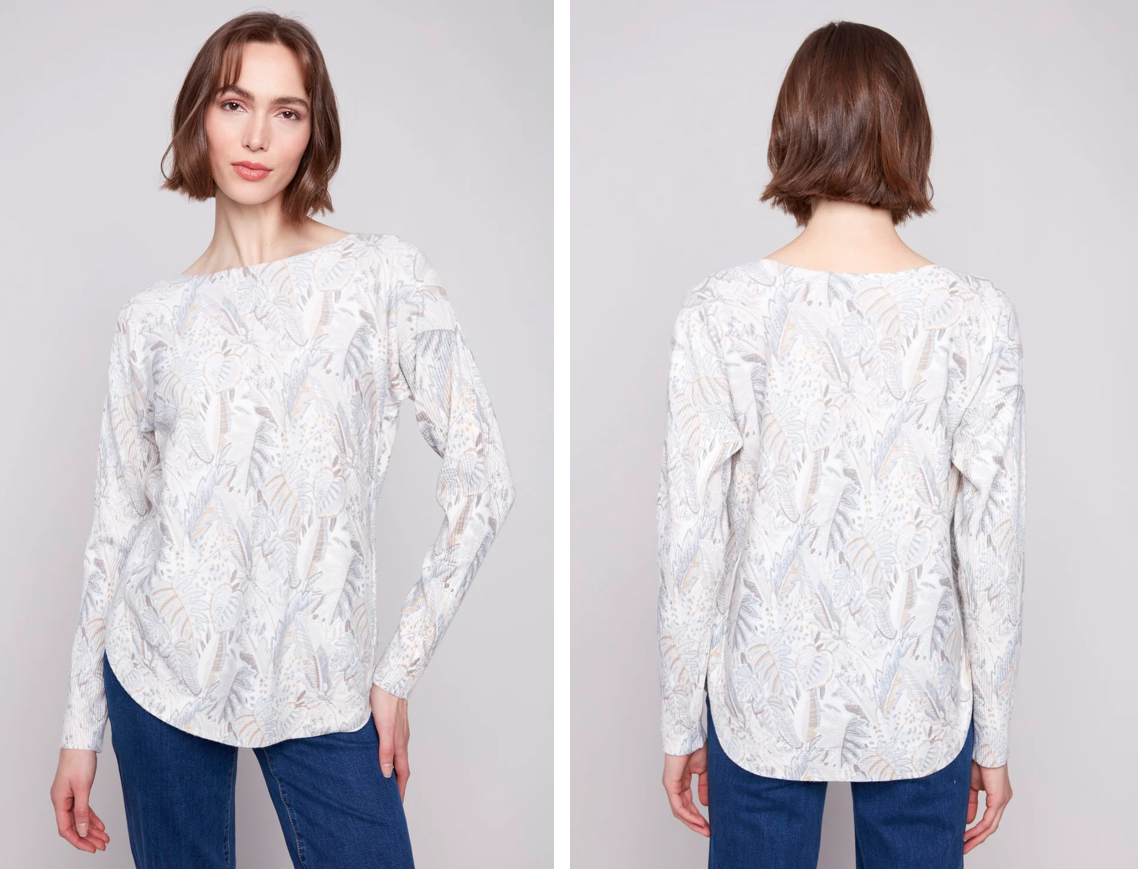 Charlie B Foliage L/S Sweater W/Pockets