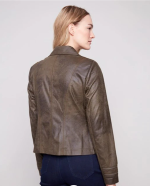 Charlie B Vintage Faux Leather Jacket Spruce