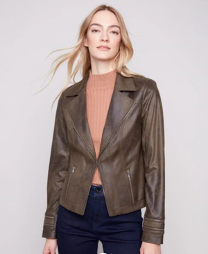Charlie B Vintage Faux Leather Jacket Spruce