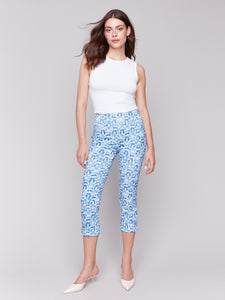 Charlie B Printed Stretch Pull On Capri Pant 